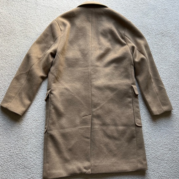 Abercrombie & Fitch Men Wool Blend Topcoat Top Mac Coat Jacket Tan Camel Beige L - Picture 9 of 14